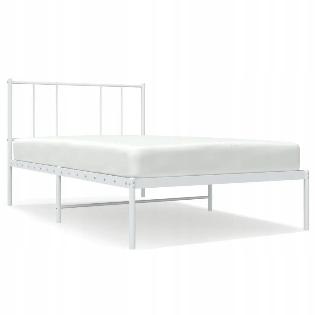 Klasický bílý rám postele z kovu 207x85x90 cm, prostor pod postelí 26