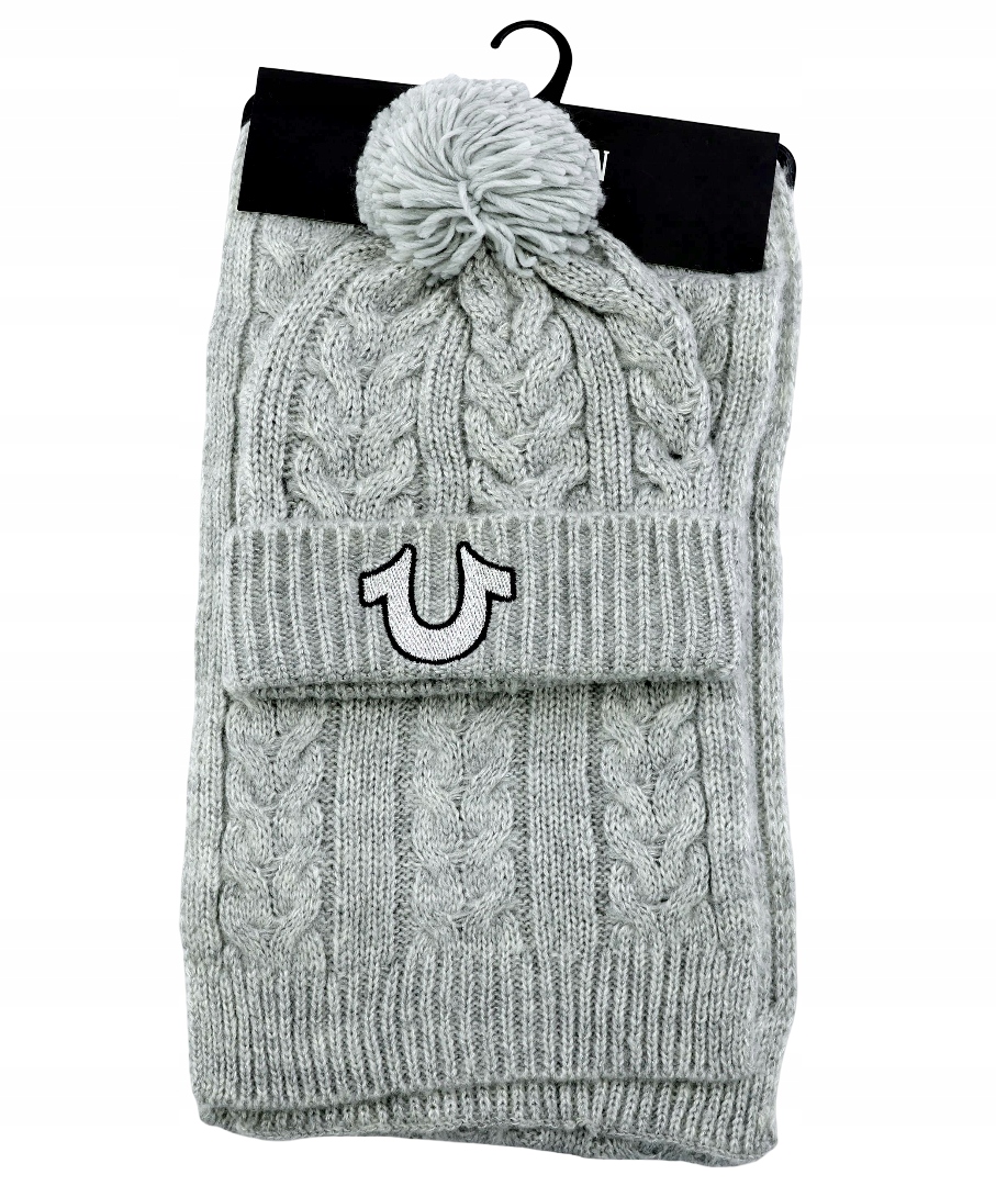 Dámská zimní mládežnická sada Čepice bambule Šátek True Religion Výšivka