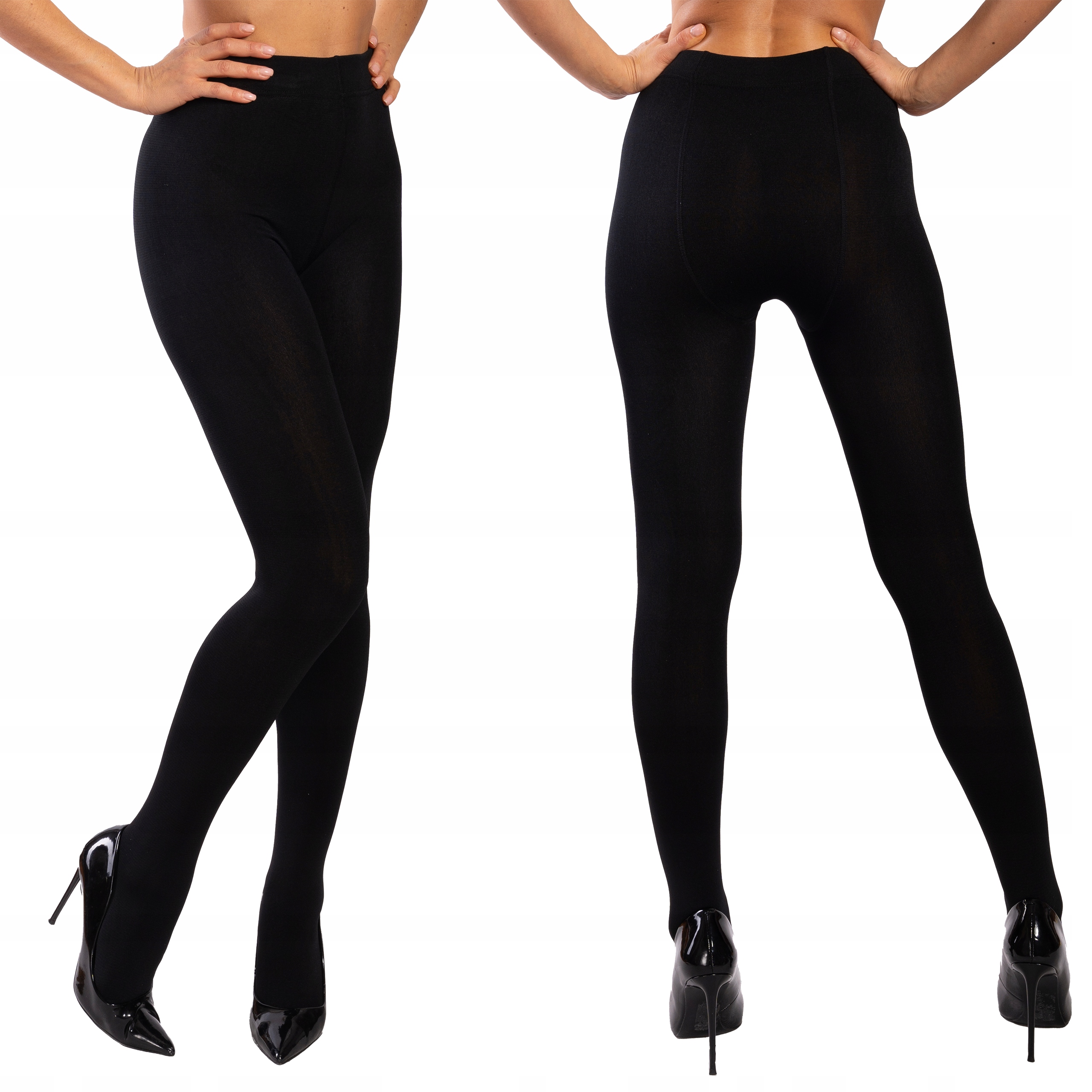 Černé Punčocháče 330 Den Zateplené fleecem Pohodlné a příjemné