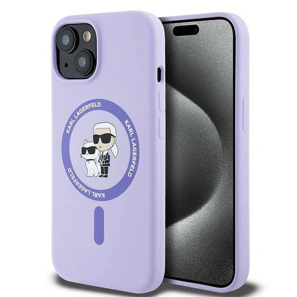 Karl Lagerfeld silikonové Pouzdro Karl&choupette Heads Ring pro iPhone 15