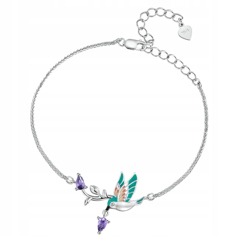 Stříbrný náramek Dámský náramek Kolibřík Zirkony Stříbro 925 Trusky