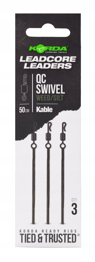 Zestaw Leadcore Leader Qc Swivel Weed Korda 3szt