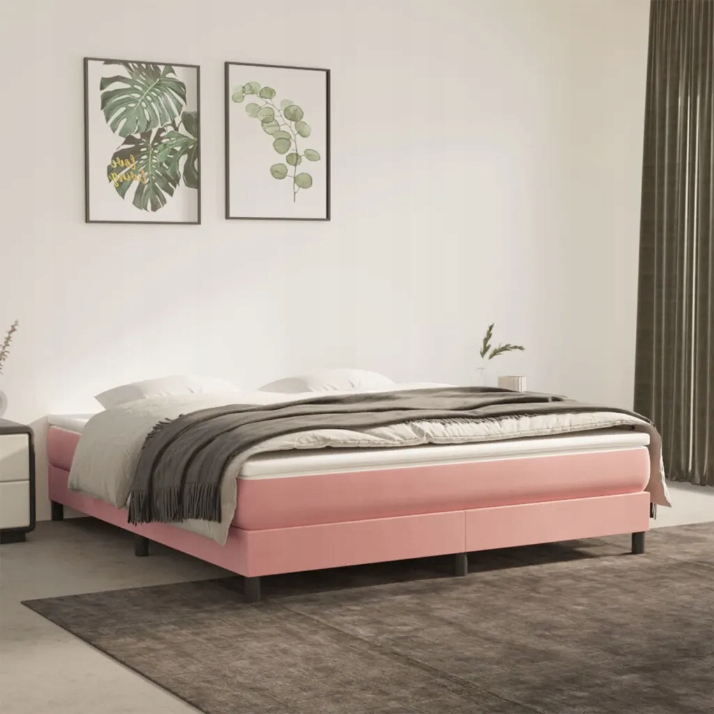 vidaXL Box spring postel s matrací růžová 180x200 cm samet