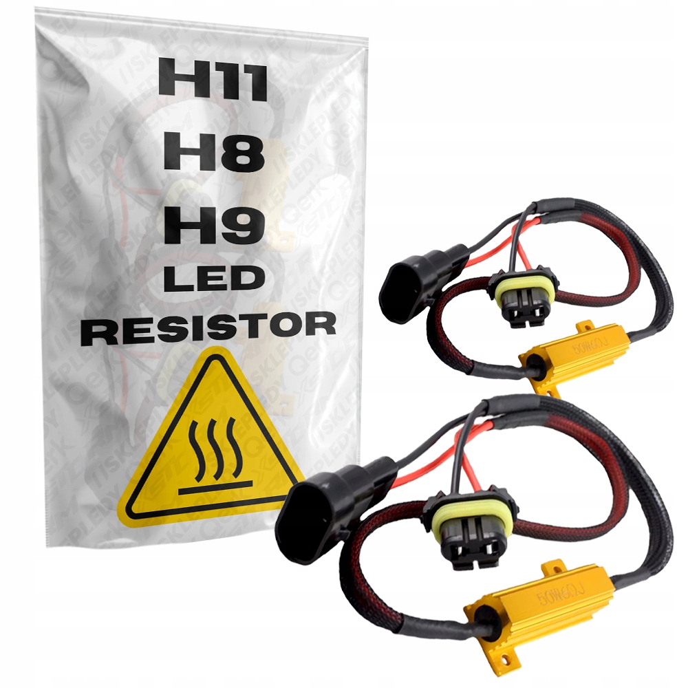 2x Rezystor Led H11 H8 H9 50W 6Ohm Wtyczka Gniazdo Canbus Dekoder Filtr Led