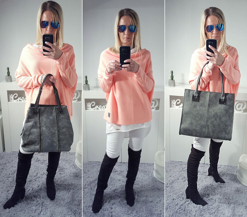 SWETEREK OVERSIZE TUNIKA SWETER WOOL ODKRYTE RAMIĘ