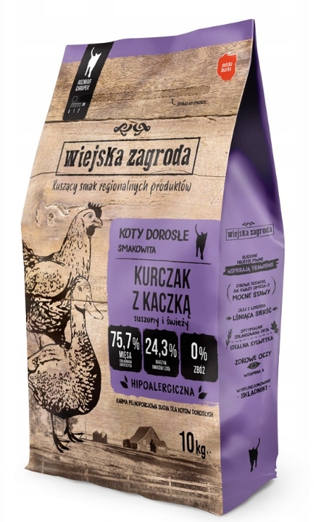 Wiejska Zagroda Kurczak z Kaczką 10kg dla Kota