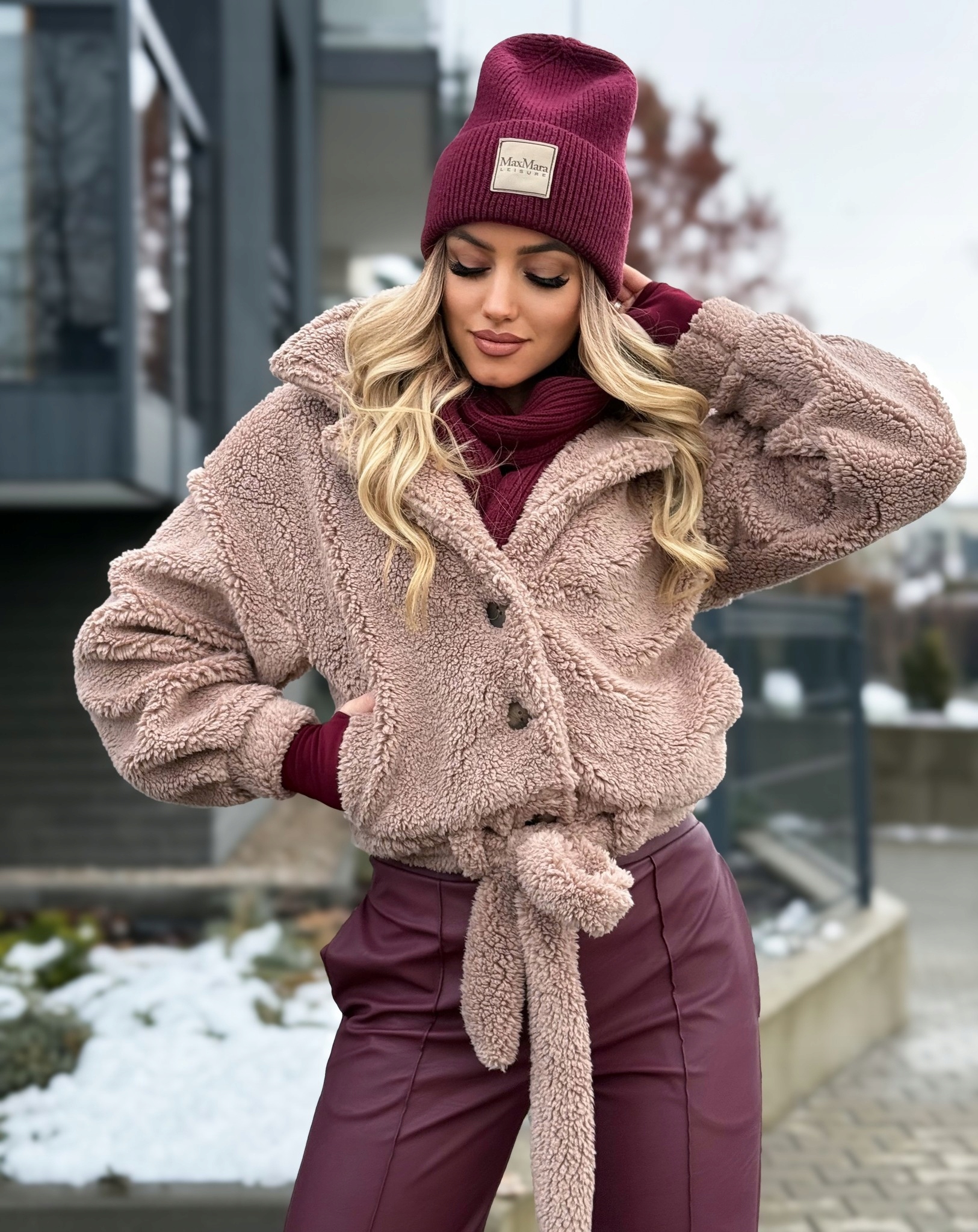 Krátká kožíšek kožešina Marina Brand béžová, velikost S 36