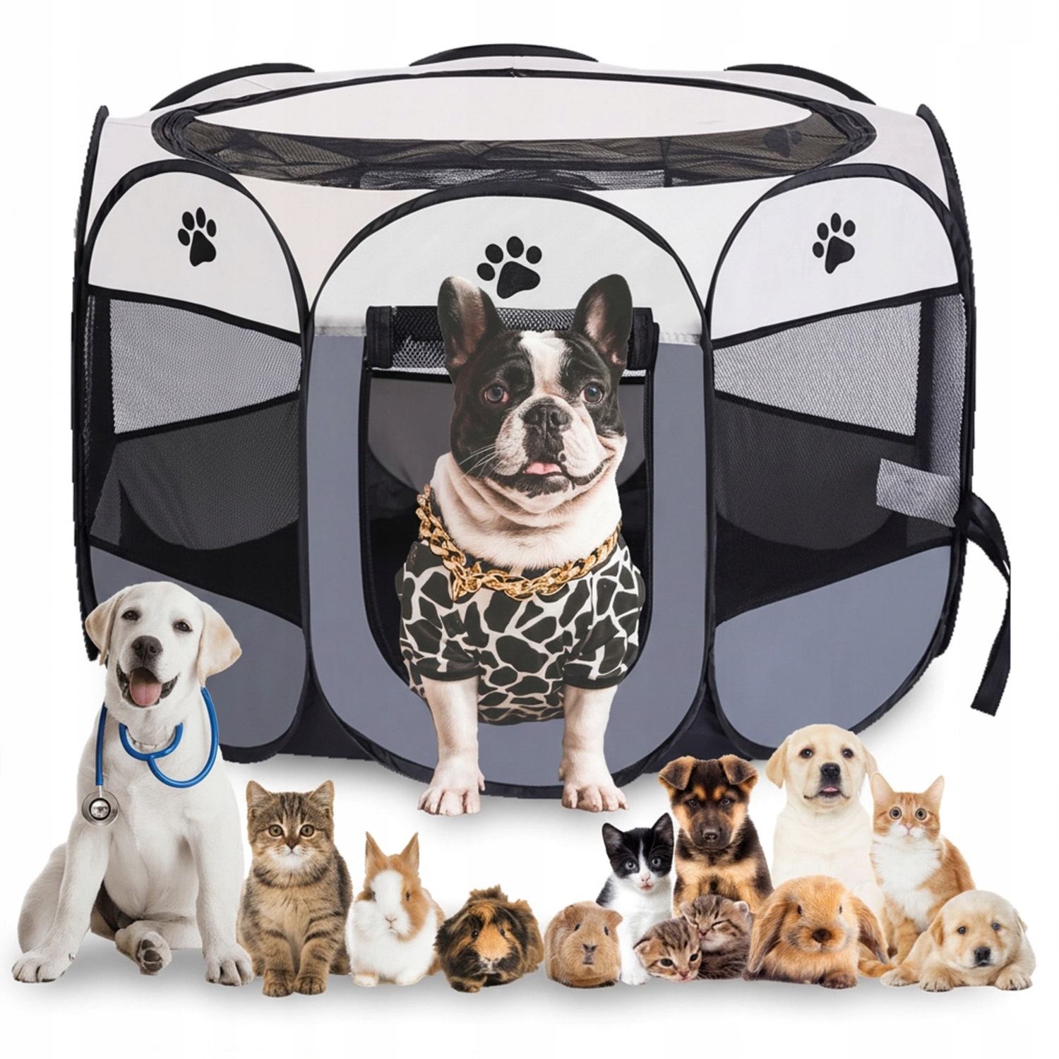 Levně Kotec Pro Psa Kočku Skládací Klec Pelíšek Postel Ohrada Pro Zvířata