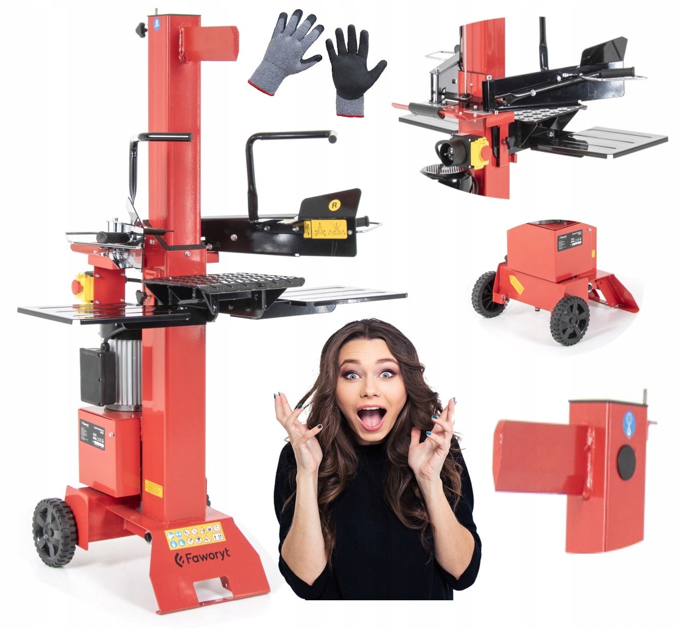 ŁUPARKA INDUKCYJNA PIONOWA RĘBAK DO DREWNA 8 TON 3000W 230V XXL FULL MAX