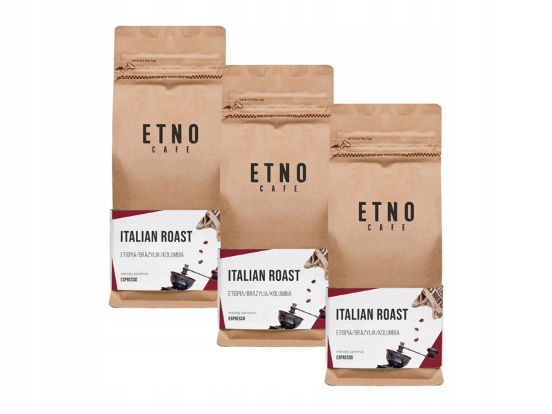 Kawa ziarnista Etno Cafe Italian Roast Arabica 3 x 1 kg