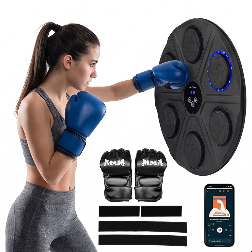 Boxerský štít 12 režimů s Bluetooth a rukavicemi na zeď pro trénink