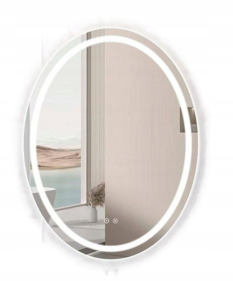 Led kúpeľňové zrkadlo 60 x 80 cm oválne s osvetlením a dotykovým spínačom