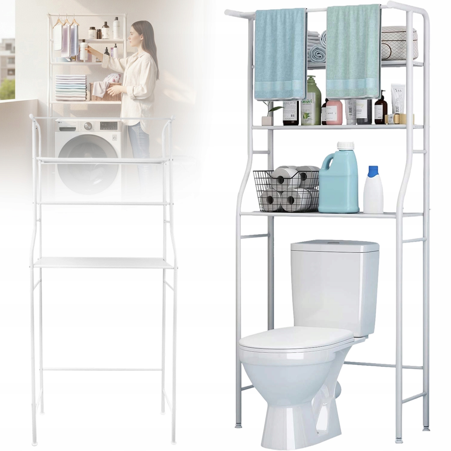 Skříňka Koupelnová Polička Stojící Pračka Stojan 3 Police Úspora Místa
