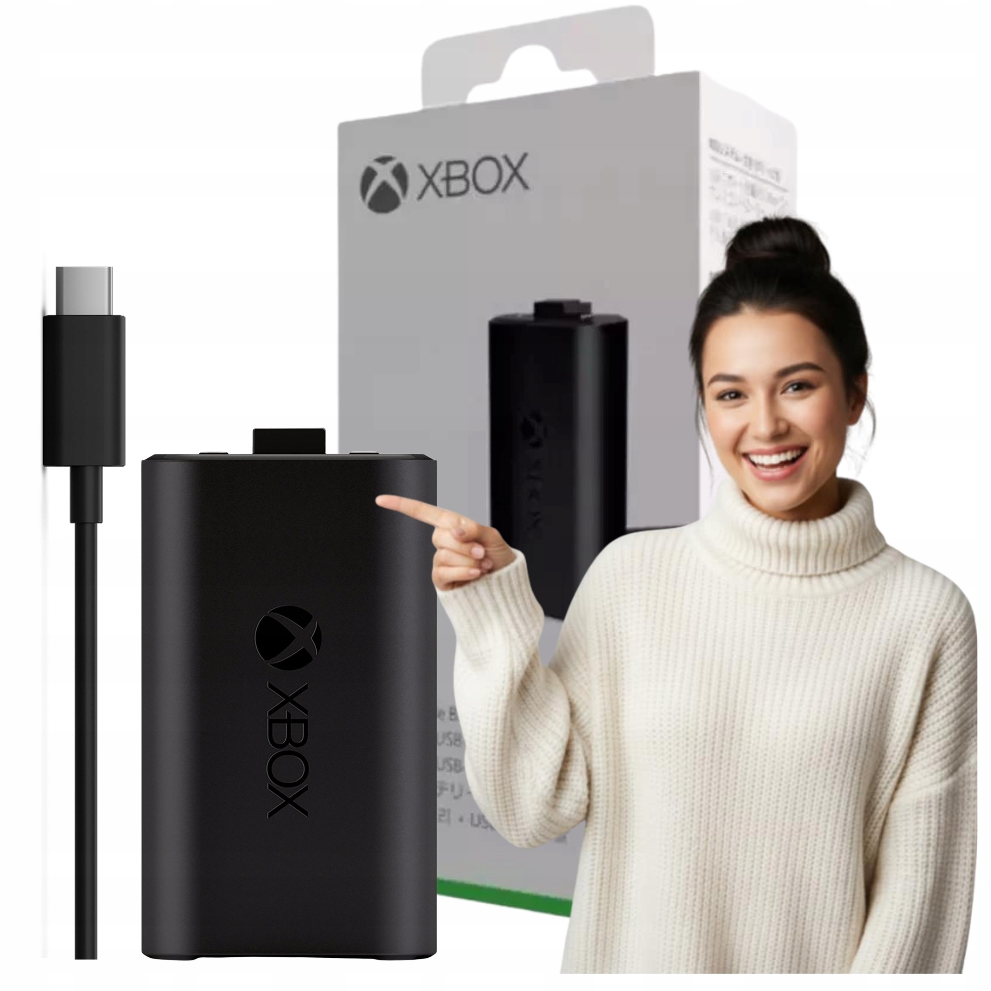 Akumulator do padów konsola Xbox Series X/s kabel Usb-c zestaw czarny