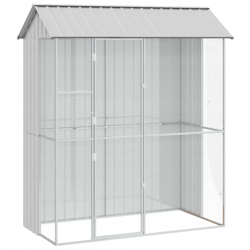 Klec pro ptáky z pozinkované šedé oceli 215 x 110 x 247 cm