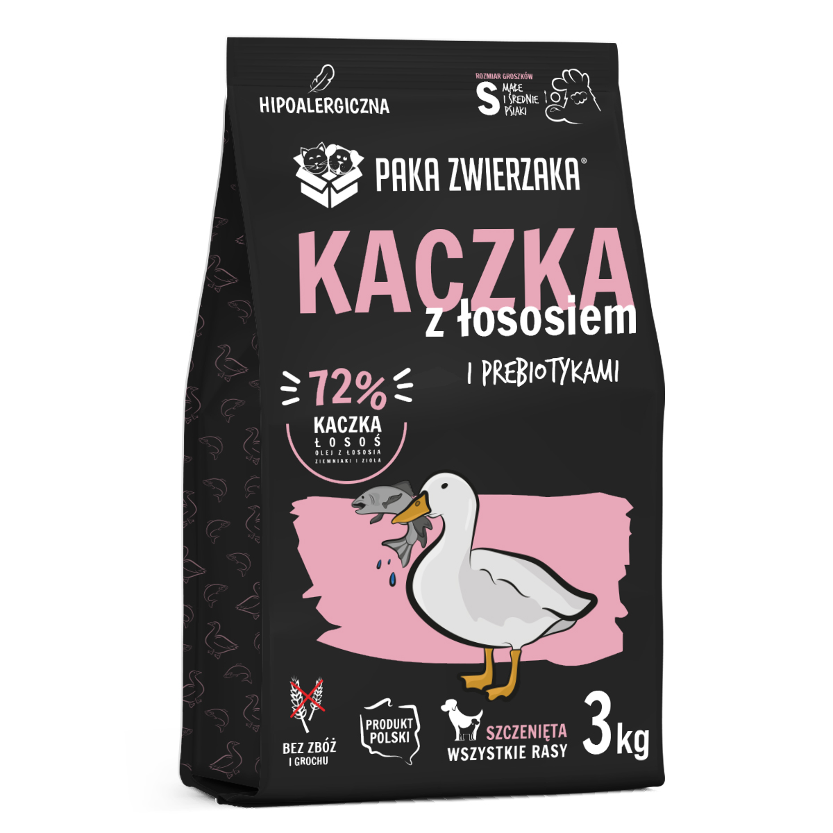 Paka Zwierzaka Karma Sucha Kaczka z łososiem Puppy ''s'' 3kg