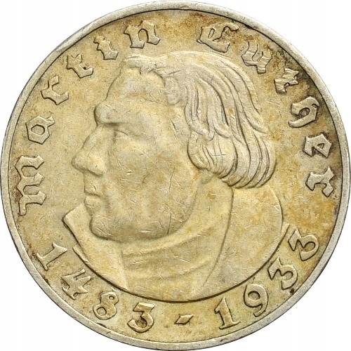 53. Niemcy, III Rzesza, 2 marki 1933 A, Marcin Luter