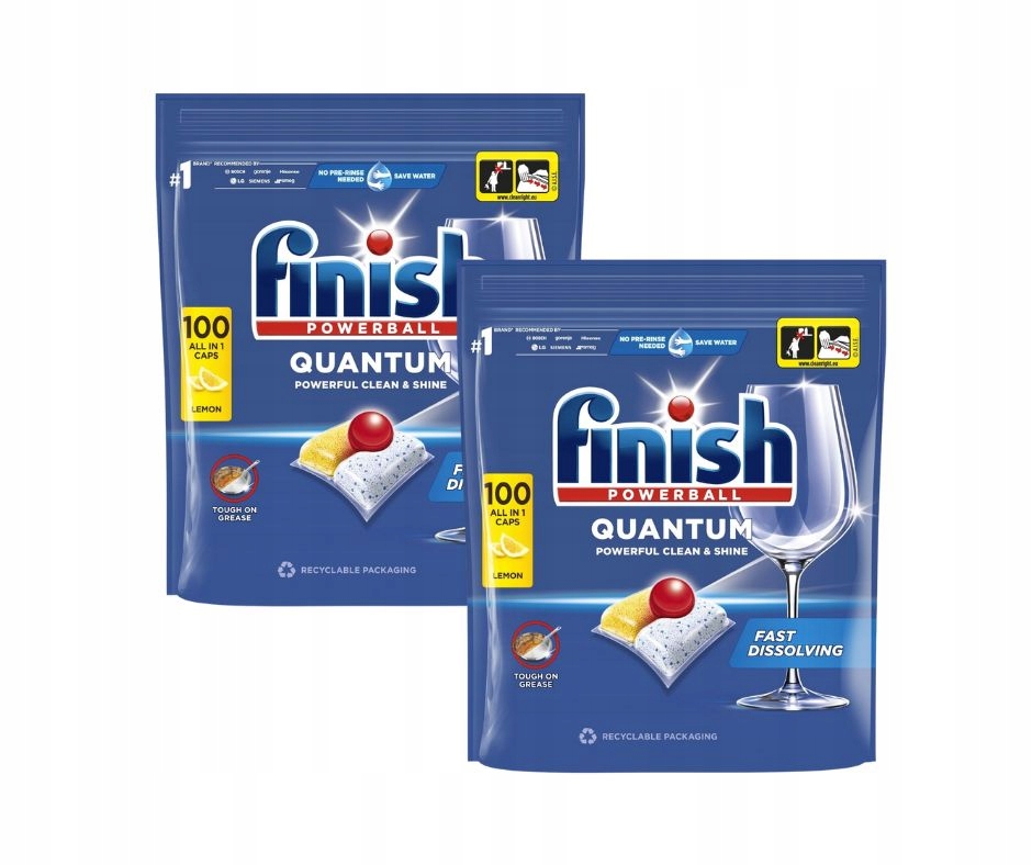 Levně Finish Quantum Lemon Čistící kapsle do myčky nádobí, sada 2x100ks