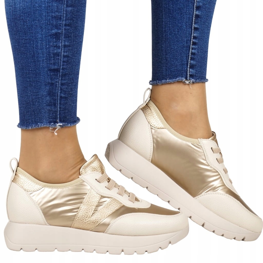 Dámské Zlaté Sportovní Polobotky Na Platformě S Tlustou Podrážkou New