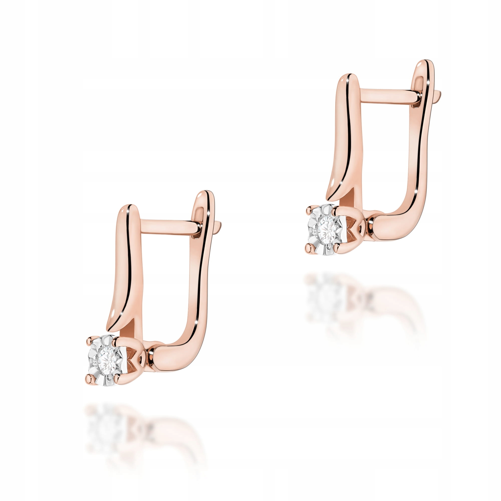 Zlaté náušnice 585 z růžového zlata s diamantem jsou módní jako dárek 14 karátů