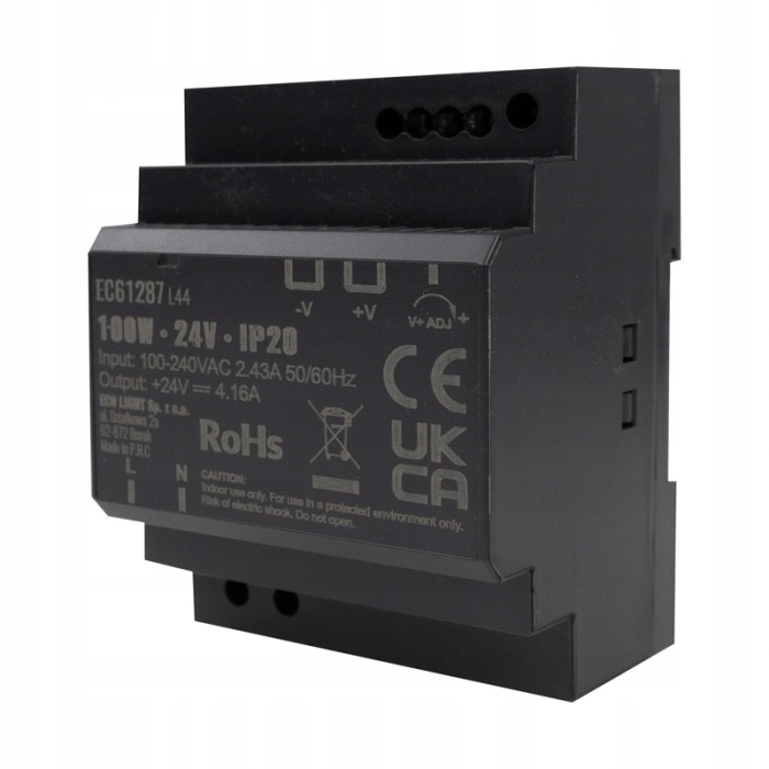 Spínaný napájecí zdroj Premium na Din lištu 24V 4,16A 100W pro Led pásky Cctv