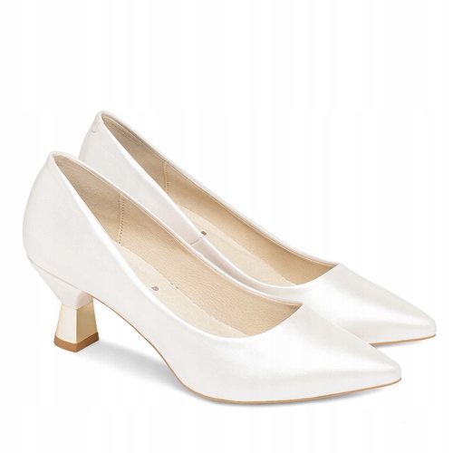 Brilu Ślubne Perłowe Szpilki Z Ozdobnym Obcasem Brienne Ivory 40