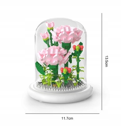 KLOCKI CREATOR BUKIET KWIATÓW ZESTAW PREZENT DIY Z LAMPKĄ LED