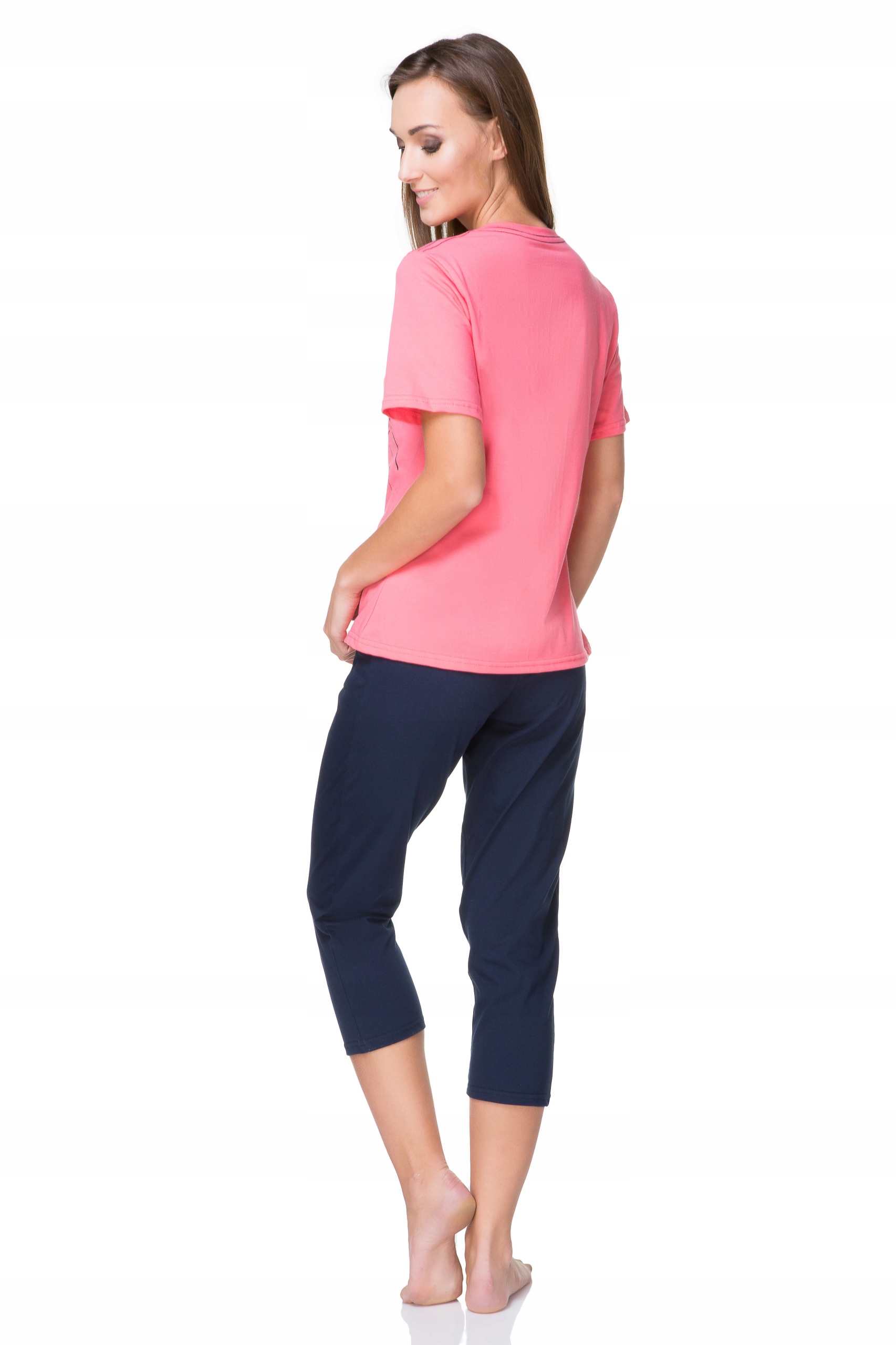 BAWEŁNIANA PIŻAMA DAMSKA KUBA DOG MALINOWY XXL Dekolt okrągły