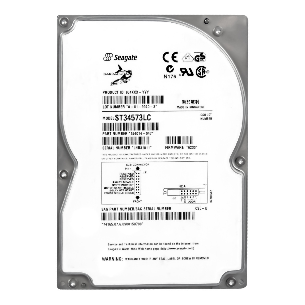 Seagate 4.5GB 7.2K Scsi 80-PIN 3.5'' ST34573LC