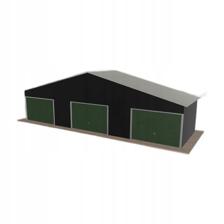Plechová garáž 12x3.5 m, třípolohová, dvoupolohová, černá