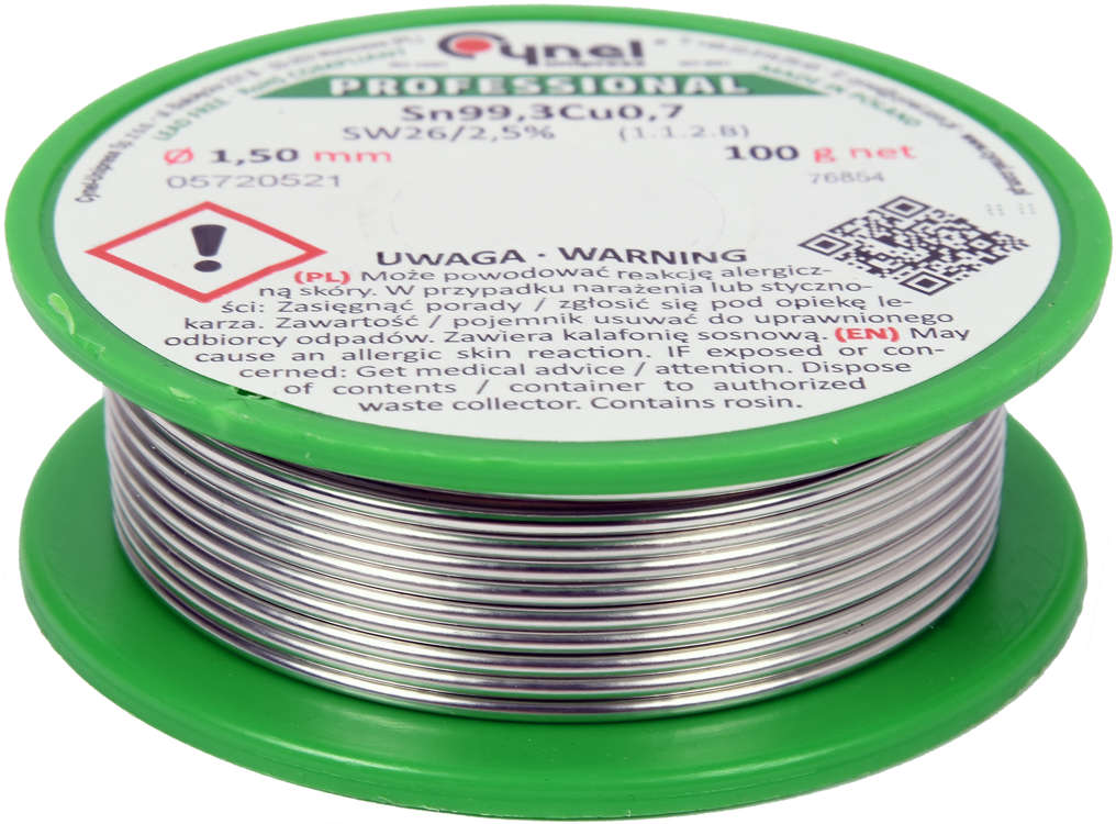 

Cyna Spoiwo Lutownicze Bezołowiowe Drut 1.5mm 100g