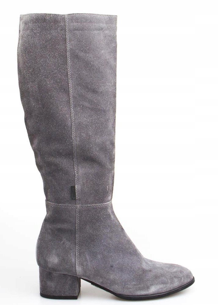 Šedé Dámské Kozačky, Kůže, Kotníkový Podpatek, Velikost 38