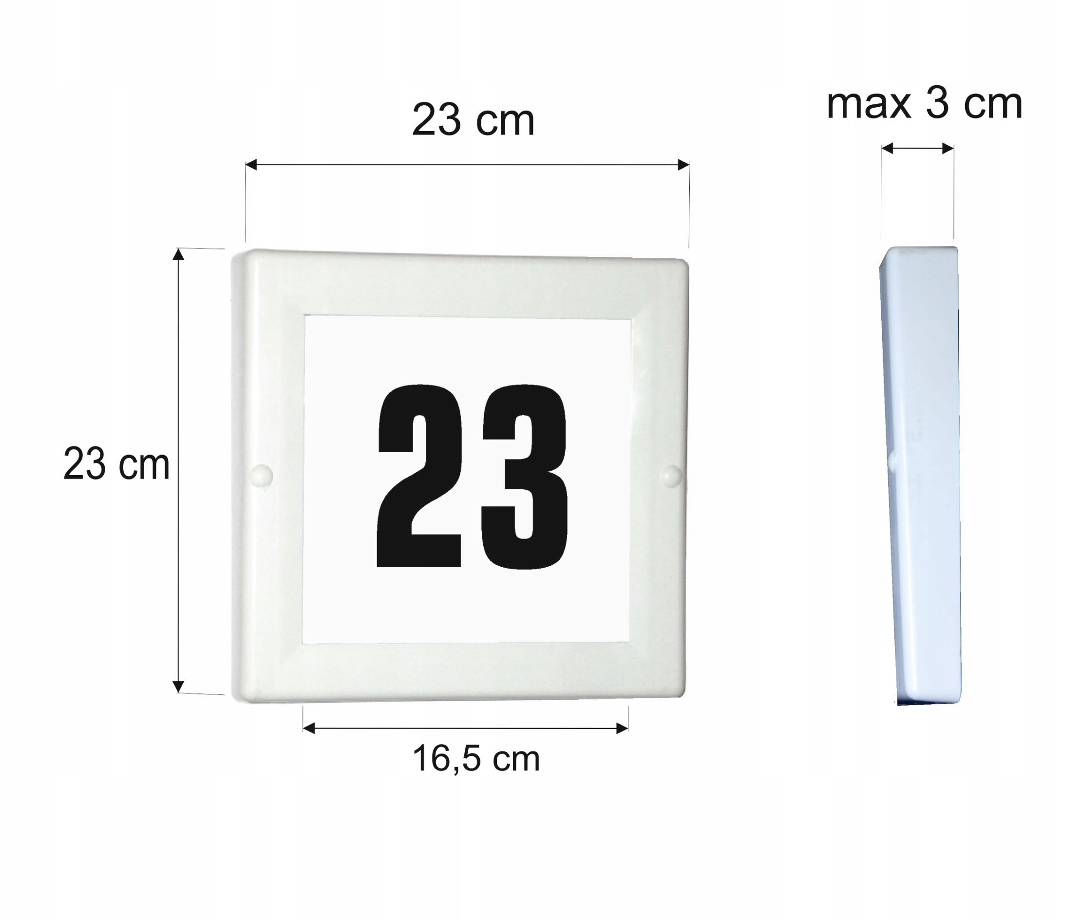 Solarny numer domu LED tablica adresowa 23x23cm Szerokość produktu 23 cm