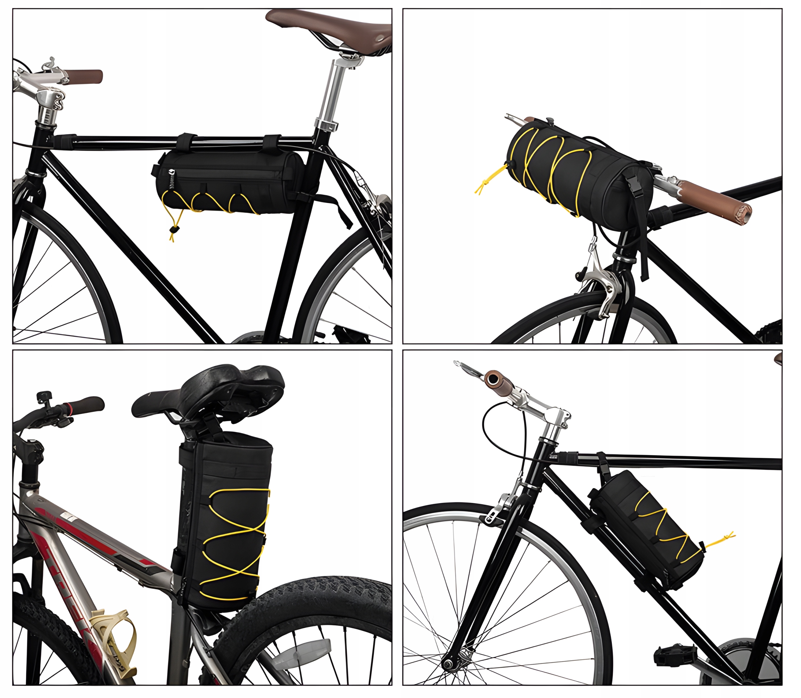 SAKWA ROWEROWA PRZODU TORBA ROWEROWE NA BAGAŻNIK ROWEROWY WODOSZCELNA 2.5L Kolor dominujący czarny