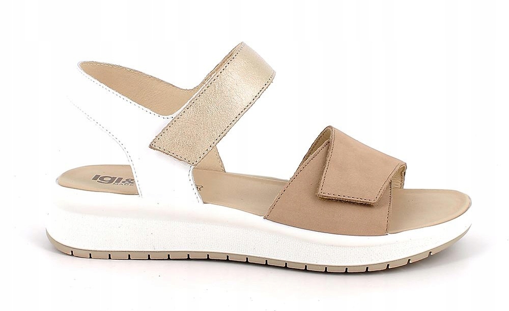Béžové dámské kožené sandály na platformě Igi&Co 1159111