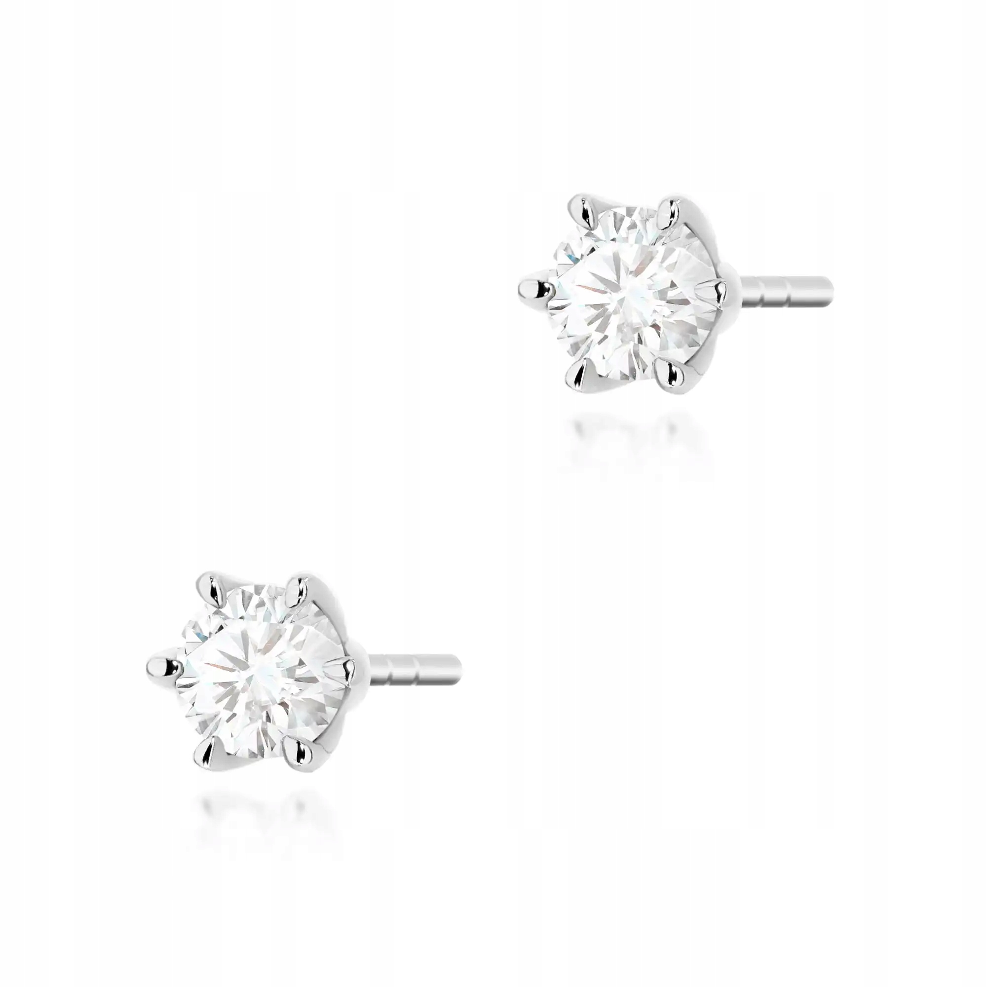 Zlaté dámské náušnice 585 s diamantem 0,30 ct, bílé zlato, elegantní a moderní