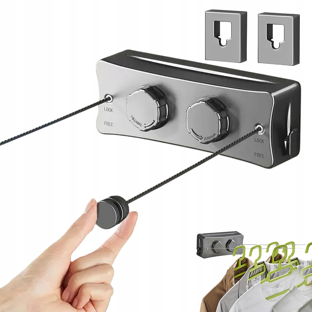 Levně Sušák Nástěnná Šňůrková Roztahovatelná, Dvojitá, Neviditelná