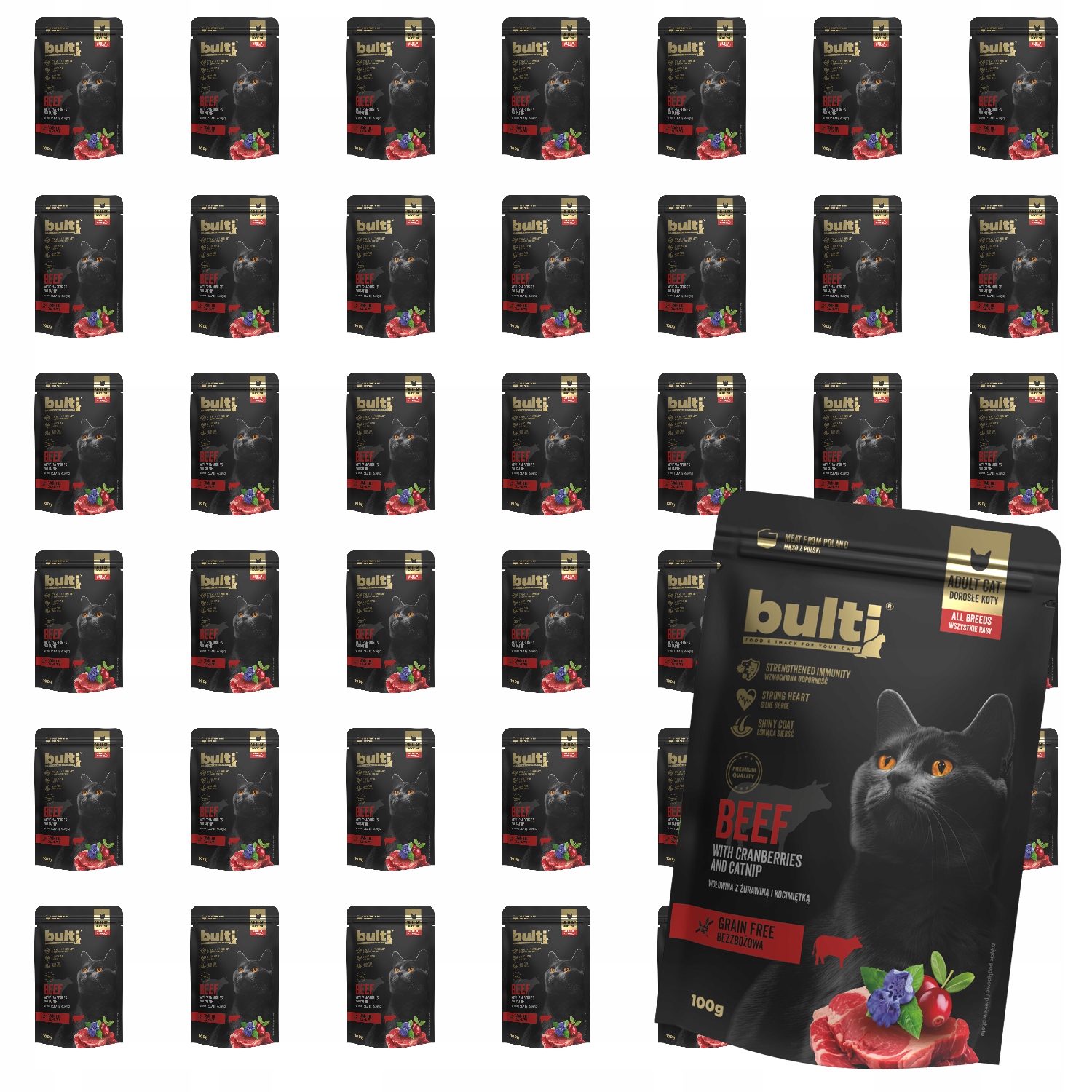 Levně Krmivo Mokré Pro Kočky Bulti Superfood Hovězí maso s brusinkami a koťátkem 40x100g