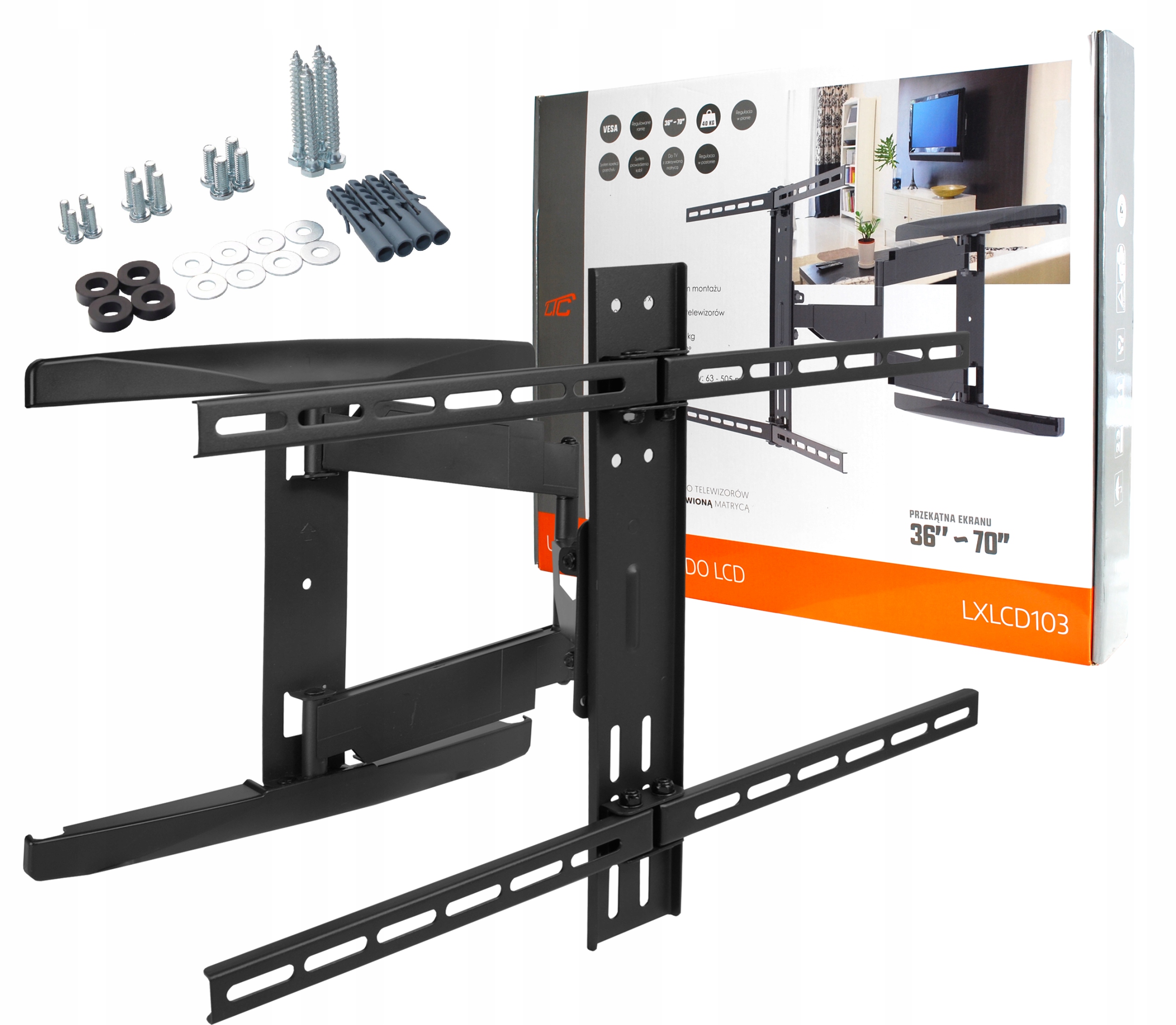 Mocny Uchwyt Tv Ścienny Do Zakrzywionych Ekranów Wieszak 36-70 Cali 40KG