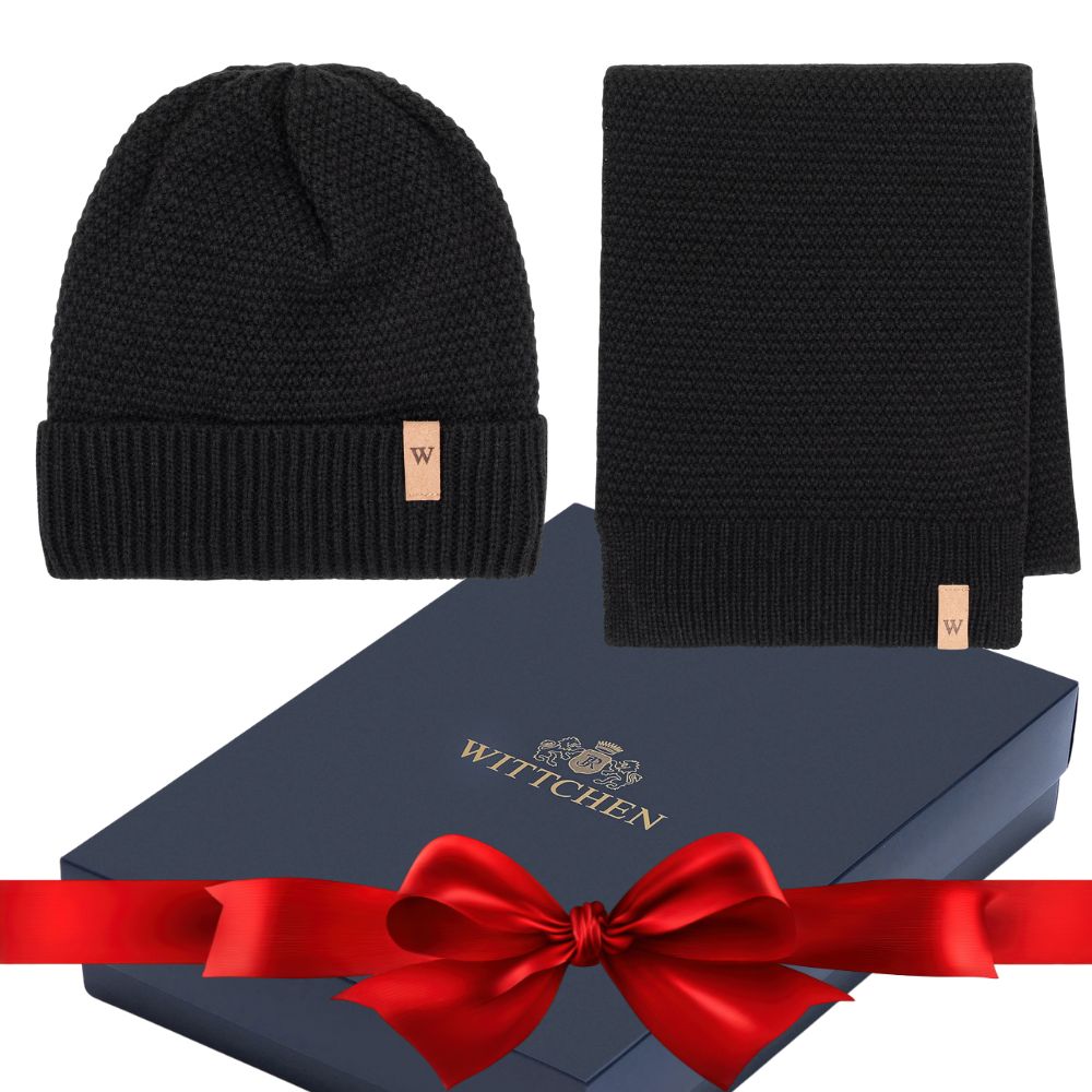Unisex sada: čepice a šála Wittchen 101-SF-012-1, silná pletenina, černá