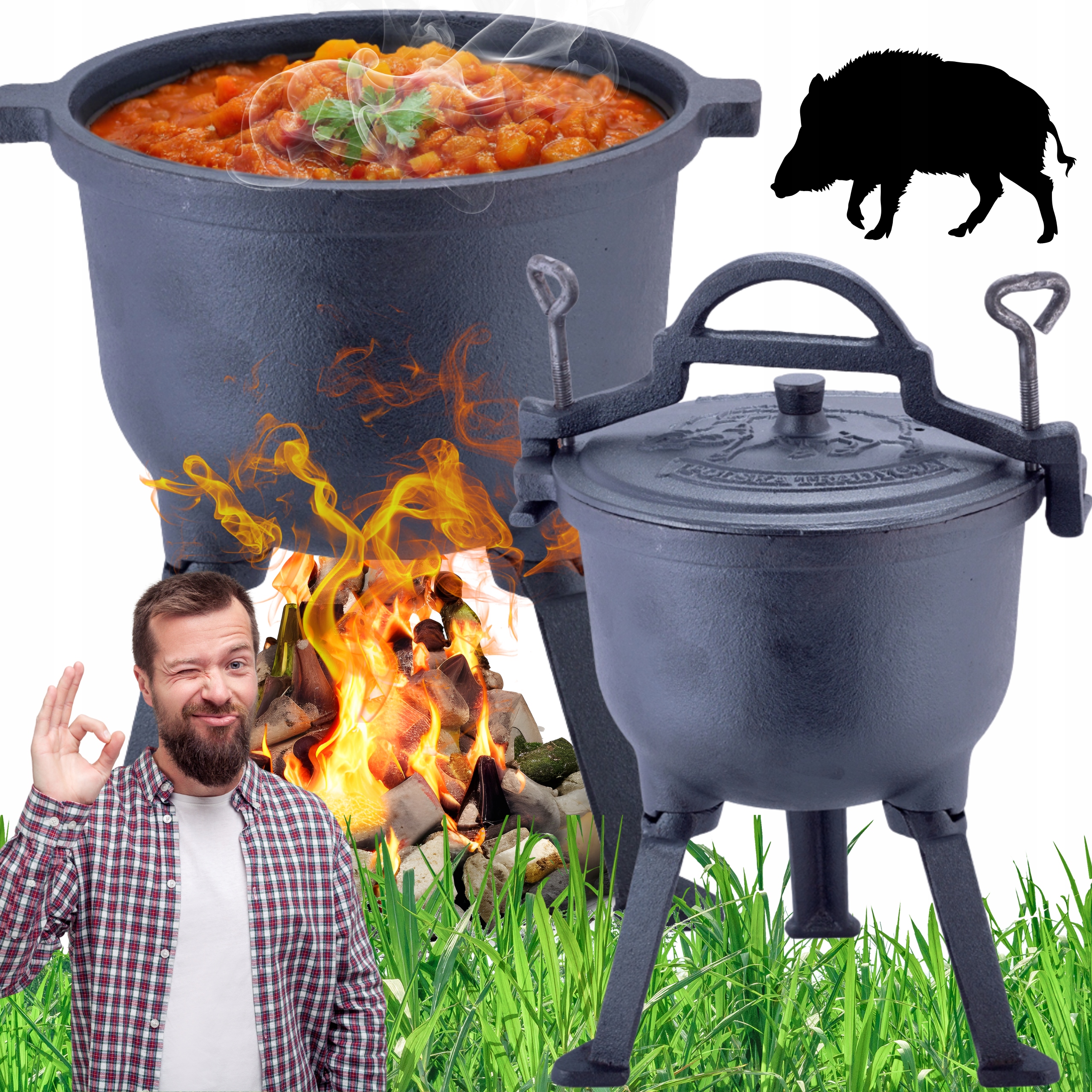 Lovecký Kotlík, Litinový Hrnec Stojící Na Oheň 10 L Kamille