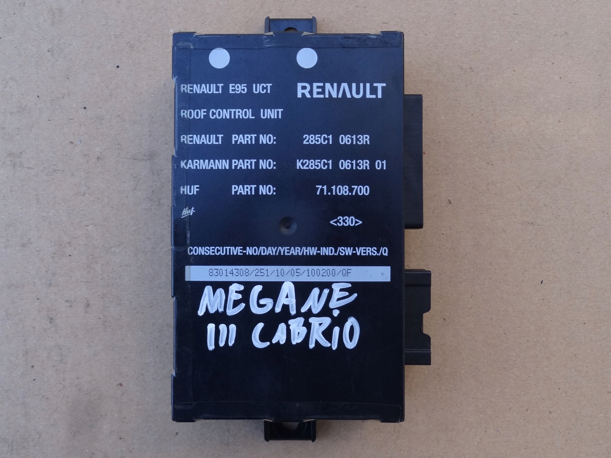 MODUŁ STEROWNIK DACHU MEGANE III CC 285C10613R