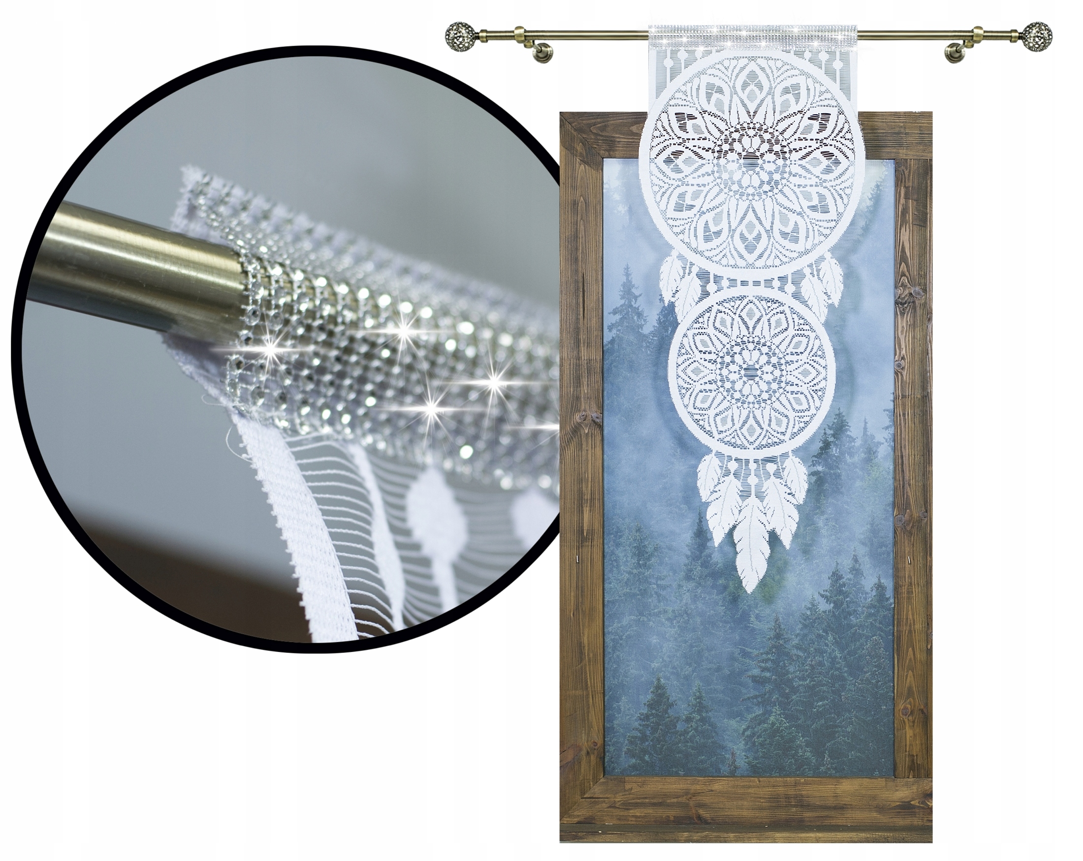 AŻUR ŻAKARDOWY ŁAPACZ SNÓW z CYRKONIAMI GLAMOUR a