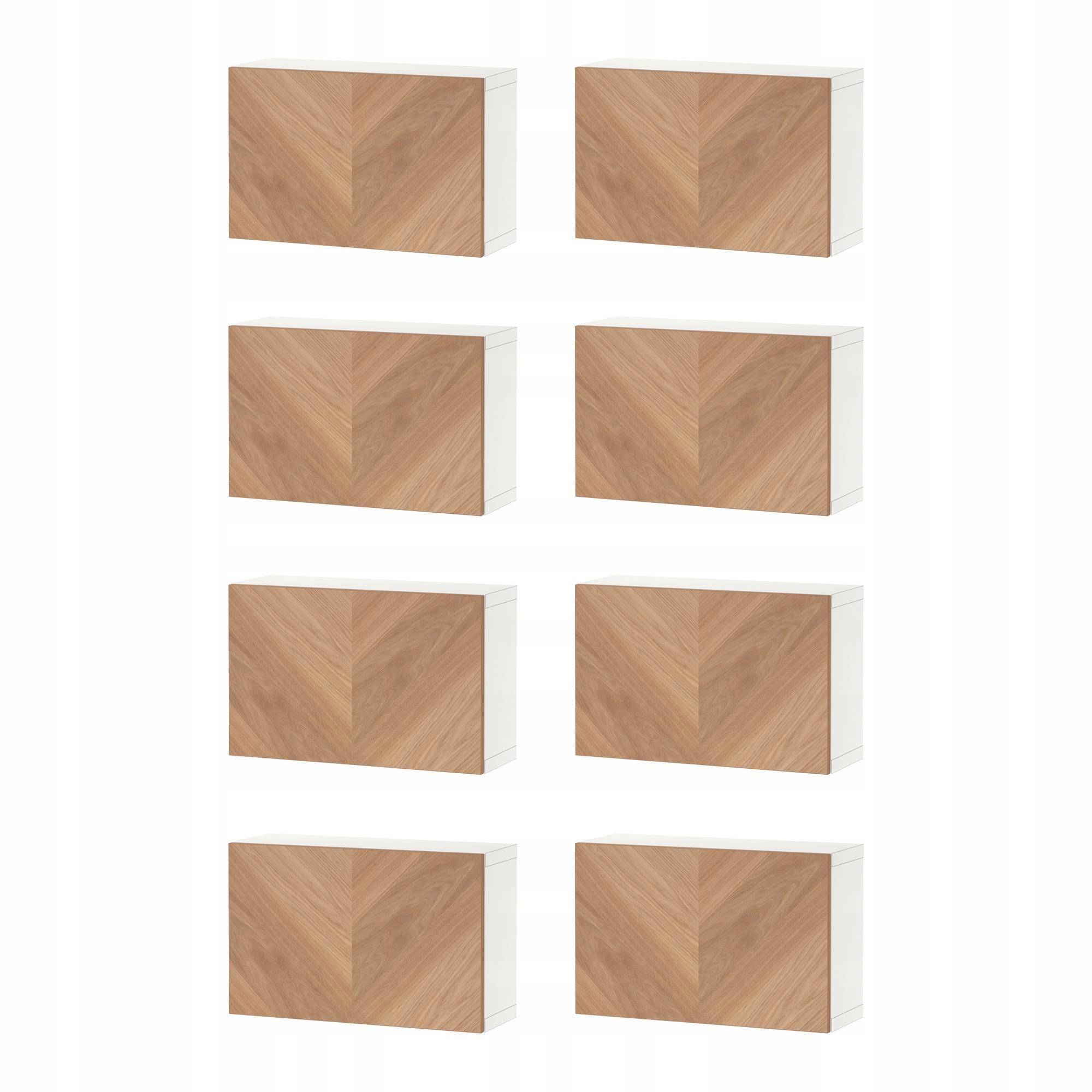 8 szt. Szafka Besta z drzwiczkami biały dąb 60x22x38 cm Hedeviken