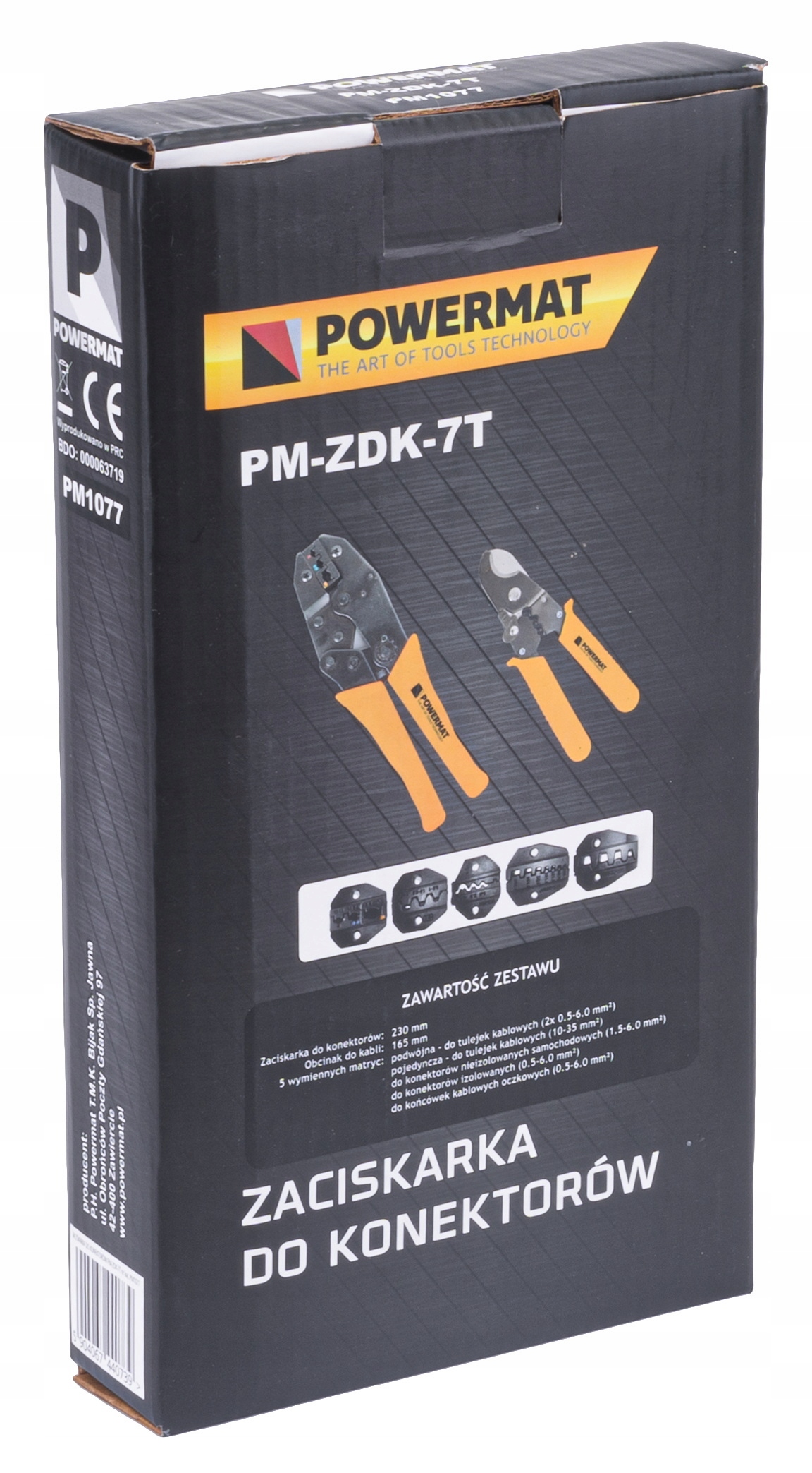 ZACISKARKA DO KONEKTORÓW PRASKA DO TULEJEK KOŃCÓWEK 7W1 5 MATRYC 10-35 MM Kolor pomarańczowy