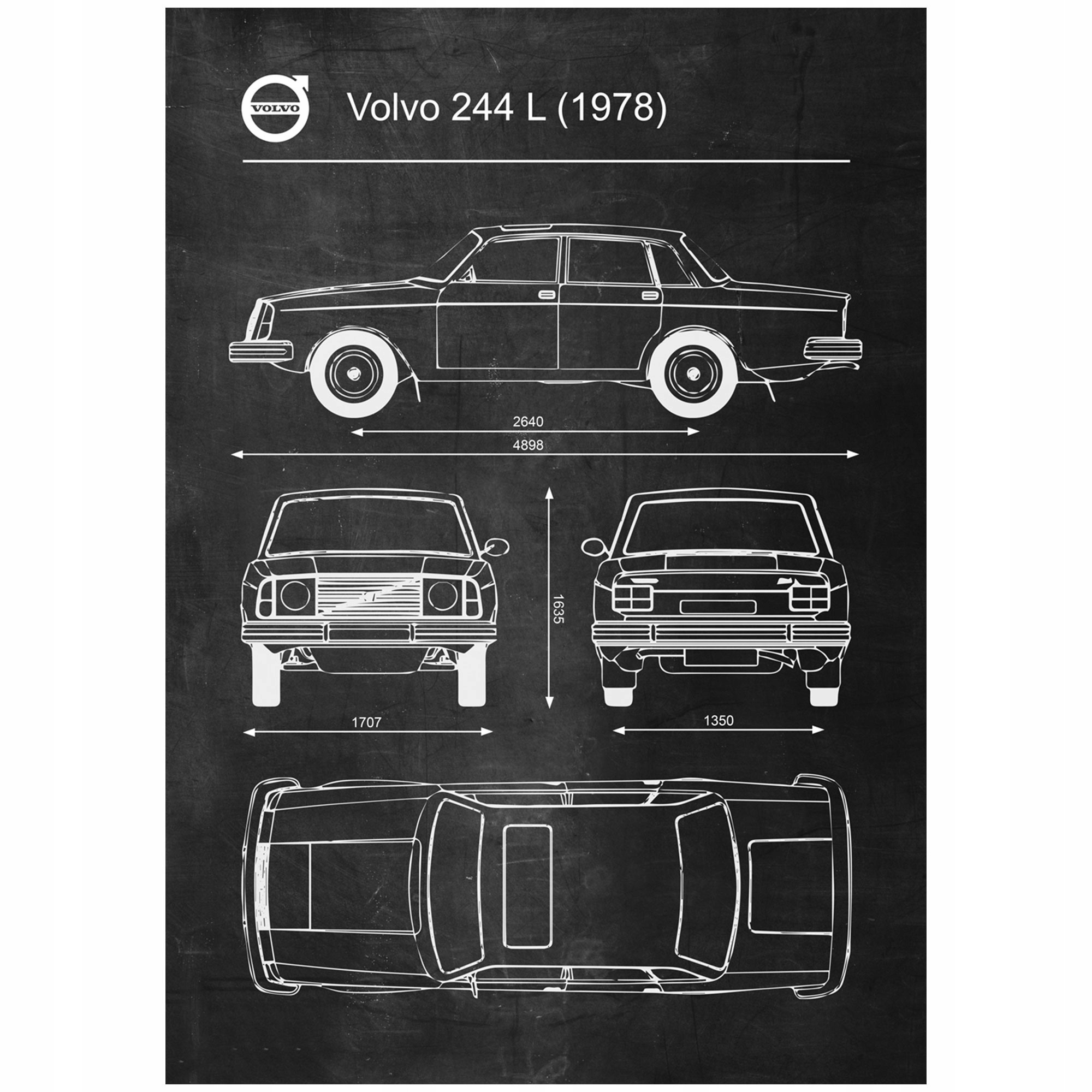 

Plakat Volvo 244 Retro Patent Schemat Poster