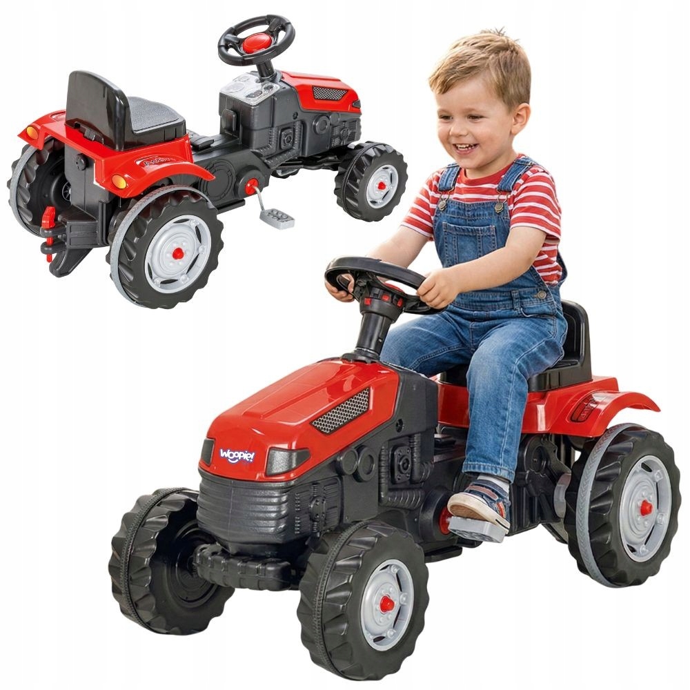 Woopie Traktor na Pedały Farmer GoTrac Czerwony Ciągnik Ciche Koła