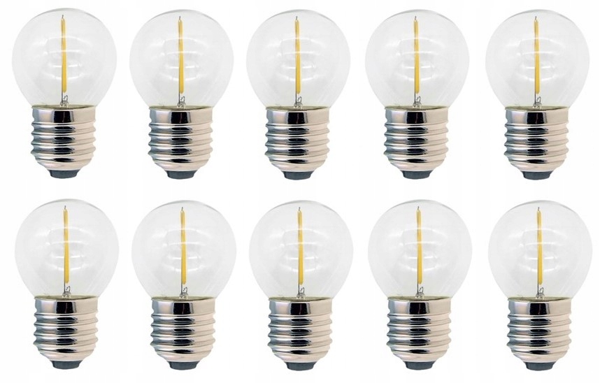

10szt Żarówka E27 Led filament 1W Kulka do girland