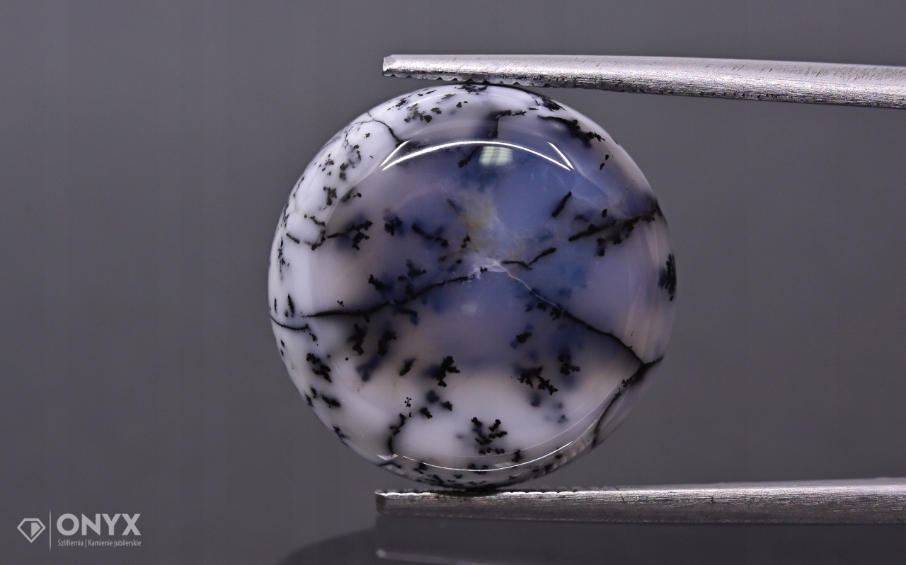 Dendritový achát z Turecka kabošon kulatý fi 16 mm