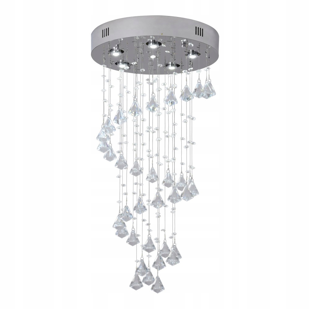 Moderná stropná lampa Glamour krištáľová chrómovaná 88 cm